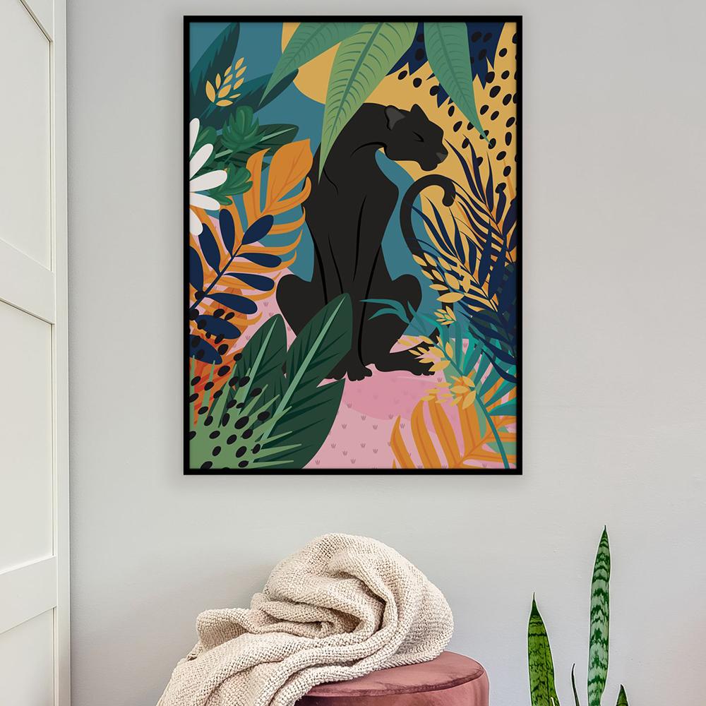 Lazy, Panther, Leopard, Giraffe, Jungle, Scandinavian Posters and Prints, Monster Leaves, Wall Paintings On Canvas, Paintings for the Living Room