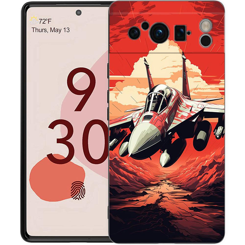 Fighter Planes Phone Case For Google Pixel 8 7 6 Pro 8A 6A 7A 5G Soft Silicone Shockproof TPU Black Cover Fundas