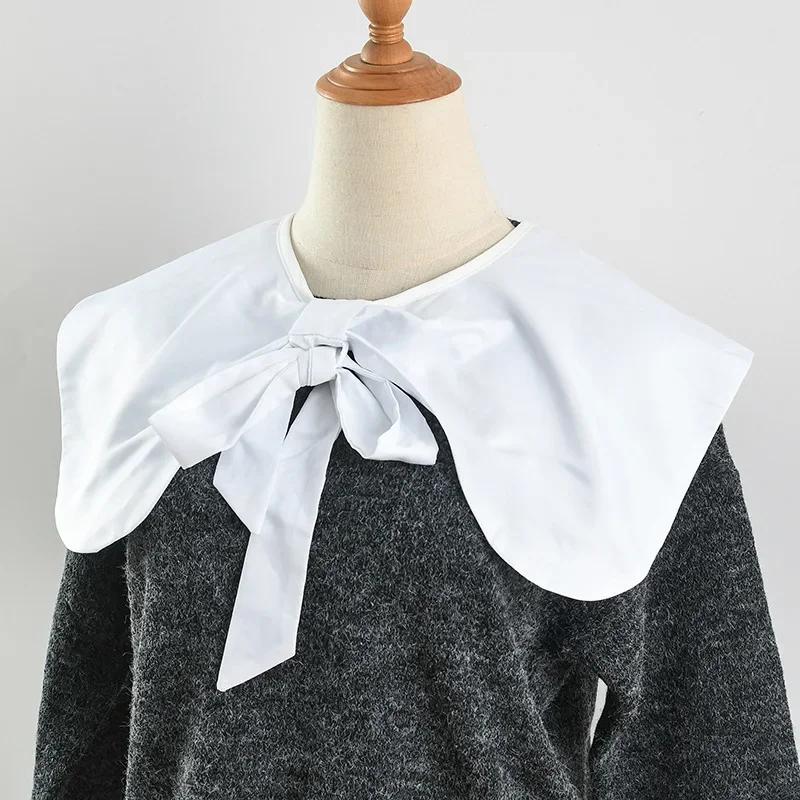 Girls Bowknots Lapel Fake Collar Shawl for Women's Shoulder Wraps White Shawl Sweater Wrap Detachable False Collar