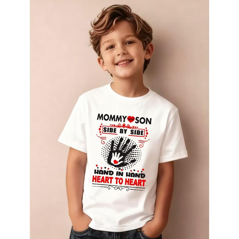 Summer Boys Fashion Short Sleeve T-Shirt Letter Cartoon Pattern Print Outdoor Casual 110