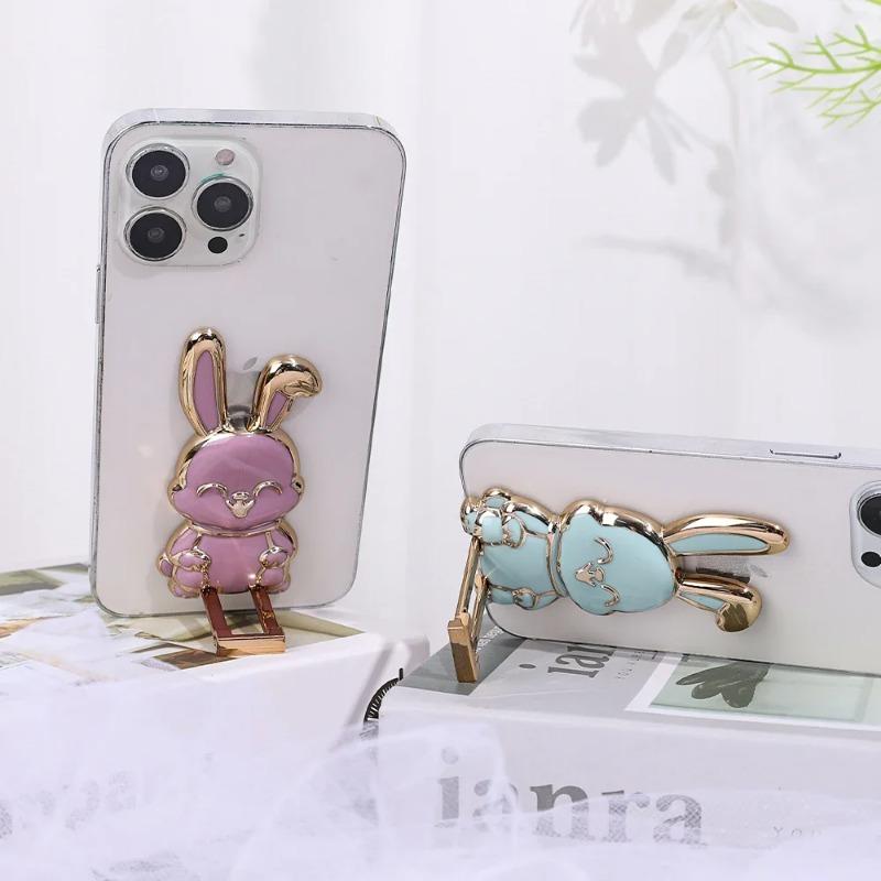 Universal Mobile Phone Bracket Cute Rabbit Ring Bracket Foldable Mobile Phone Bracket 2-in-1 Back-mounted Mobile Phone Bracket
