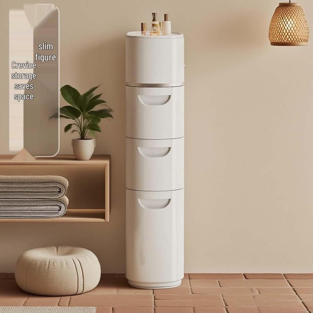 Bathroom Gap Drawer Storage Cabinet: Multi-layer Plastic, No Installation Needed.