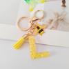 Yellow Bee Resin Glitter Letter Keychain Pendant Ornament