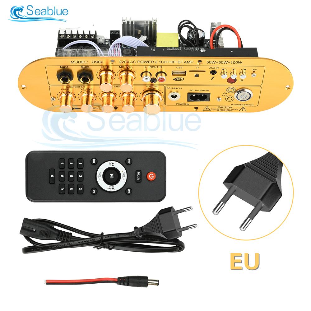 

D900 2.1 Channel Bluetooth 5.0 Amplifier Board with 50W+50W+100W Output Supports AUX/USB/TF/MIC Input and Aluminum Panel