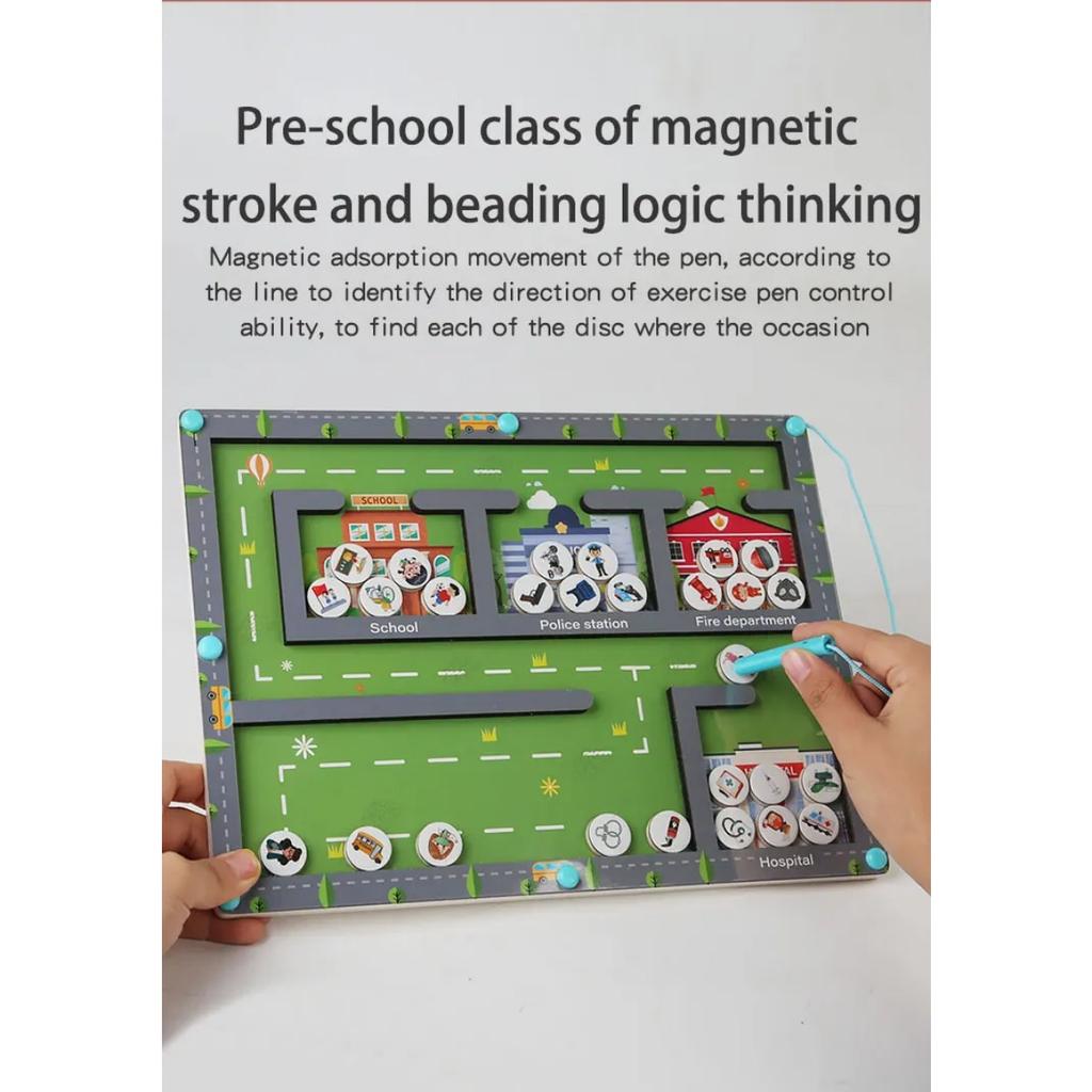 Kids Magnetic Pen Moving Bead Game Educational Fine Motor Skills Toy Montessori Color Sorting Toys Educational Toys for Kids