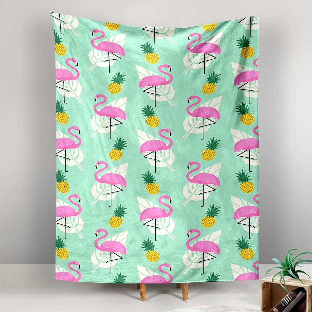 Pink Flamingo and Pineapple Tropical Design Patterned tapestry for bedroom and living room home decor