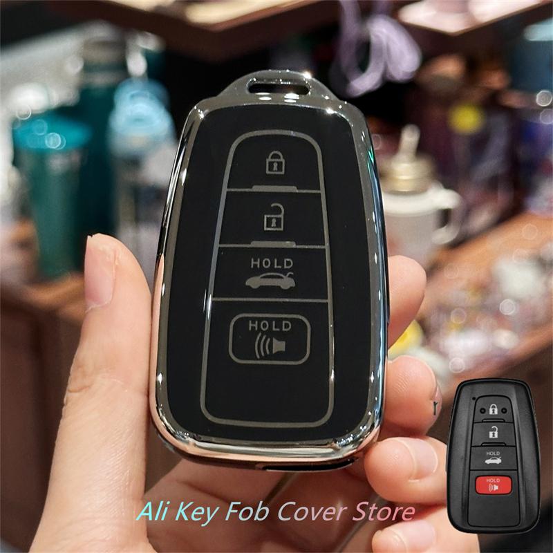 For Toyota Key Fob Cover For 2020-2024 Highlander 2018-2024 RAV4 Camry C-HR Corolla Avalon Prius Key Shell Case Keychain