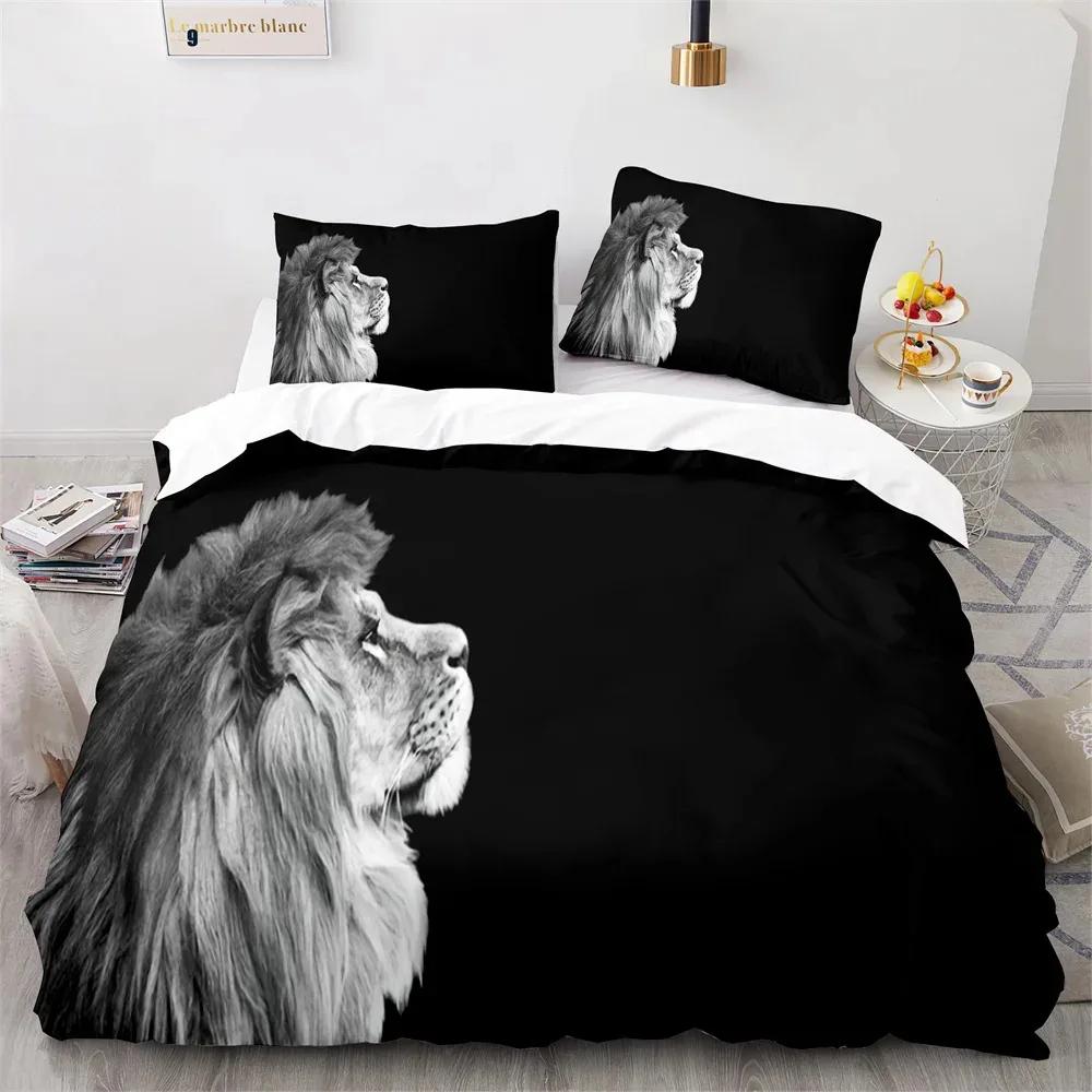 Lion Duvet Cover Set 3D Print Wild Animals Colourful King Queen Size for Kids Teens Adults Bedding Set Polyester Comforter Cover