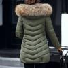 BITCED Winter Coat for Women - Mid-Length Slim-Fit Cotton Jacket with Large Fur Collar and Down-Filled Quilted Design