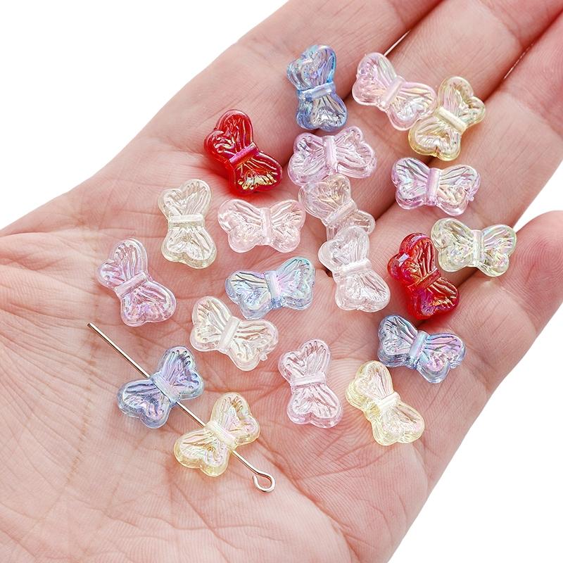 [14x8mm] Color-plated Butterfly Beads Acrylic Butterfly Beads For Earring Bracelet Necklace Keychain DIY Jewelry Making Accessories