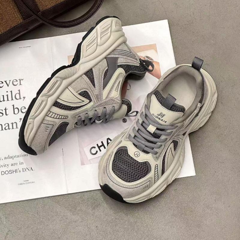 Leather retro versatile dad shoes women's trendy new autumn and winter platform velvet sneakers