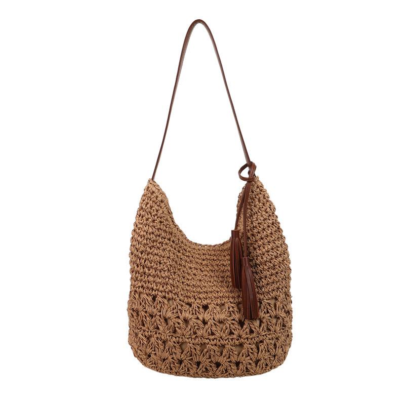 Summer Grass Woven Bag Women's New Fashionable Large Capacity Woven Shoulder Bag Seaside Vacation Style Commuter