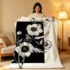 Art B-Black a-and W-White Floral Throw High-Density Short Plush Blanket Soft Skin-Friendly for Sofa Nap Air-Conditioned Room
