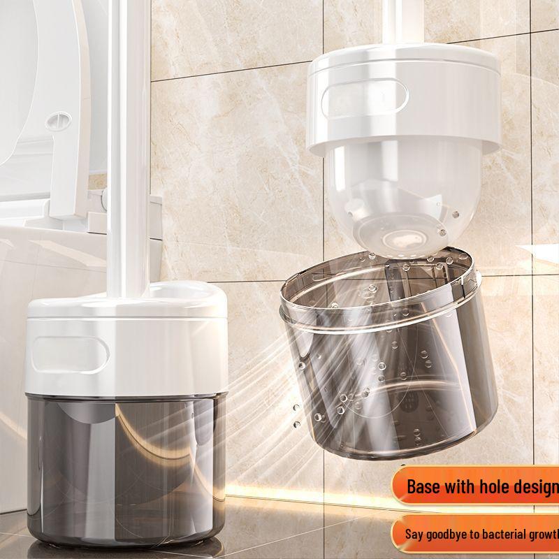 Wall-Mounted Long Handle Toilet Brush with Base - No Dead Corners, Ideal for Household Bathrooms, Squat Toilets, and Hanging Storage.