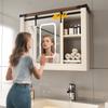 With Sliding Door 3-color Light Adjustment, Anti-fog LED Mirror Cabinet Farmhouse Bathroom Mirror Cabinet for Bathroom Bedroom