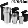 4Pcs Stainless Steel Mugs with Cup Cover Outdoor Portable Wine Cup 30ml/70ml/170ml Mini Reusable Mugs for Juice Beer Whisky