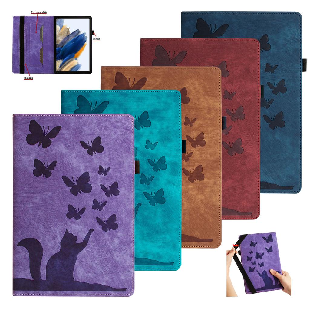 Cute Cat Leather Wallet Cards Solt Case for IPad Pro 11 2022 10.9 10th 10.2 10.5 Air 1 2 9.7 2018 MINI 3 Emboss Butterfly Cover