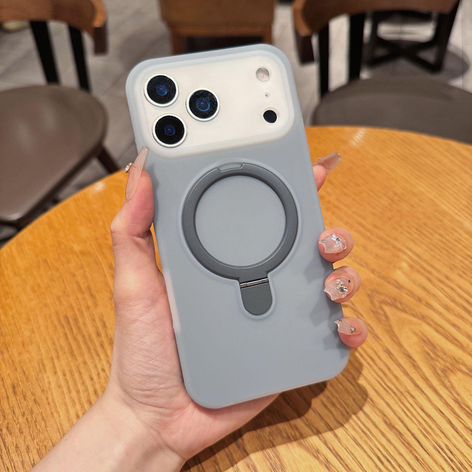 

Compatible with iPhone 17 Pro Max: Jelly Liquid Silicone Magnetic Bracket Case, Full-Coverage Drop-Proof Protection. iPhone16