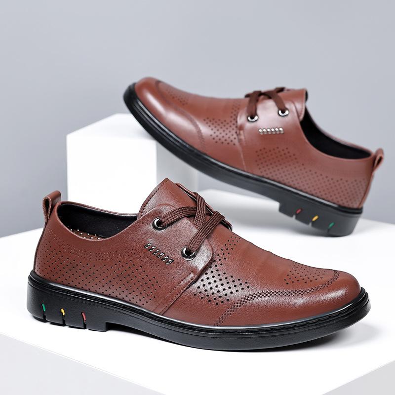 

Men s casual leather shoes men s breathable shoes men s shoes hollow dad shoes genuine leather business casual shoes 47