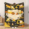 Fflannel Blanket 1pc Construction Vehicle Cartoon Drawing Soft Comfortable and Warm This Nap Blanket/sofa Blanket Is Suitable for