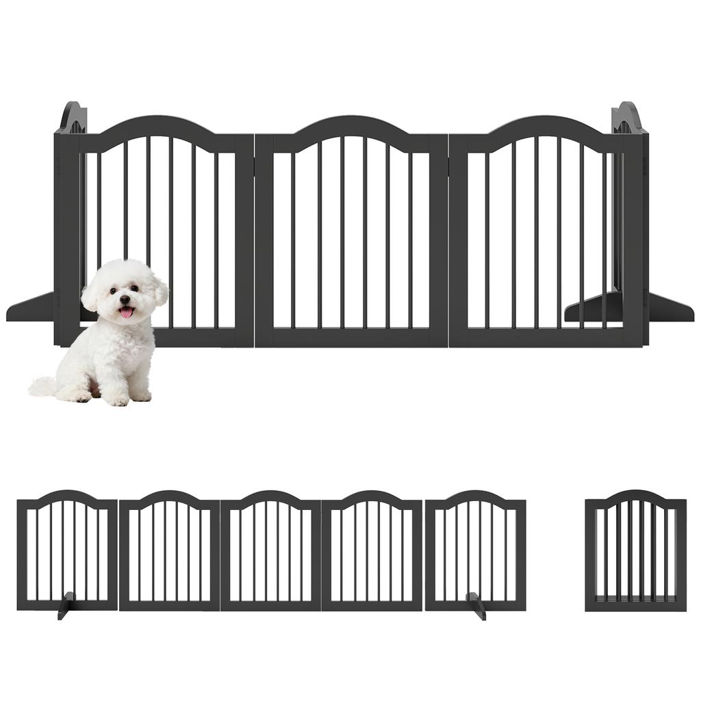 Freestanding Dog Gate with Support Feet for Doorway Black