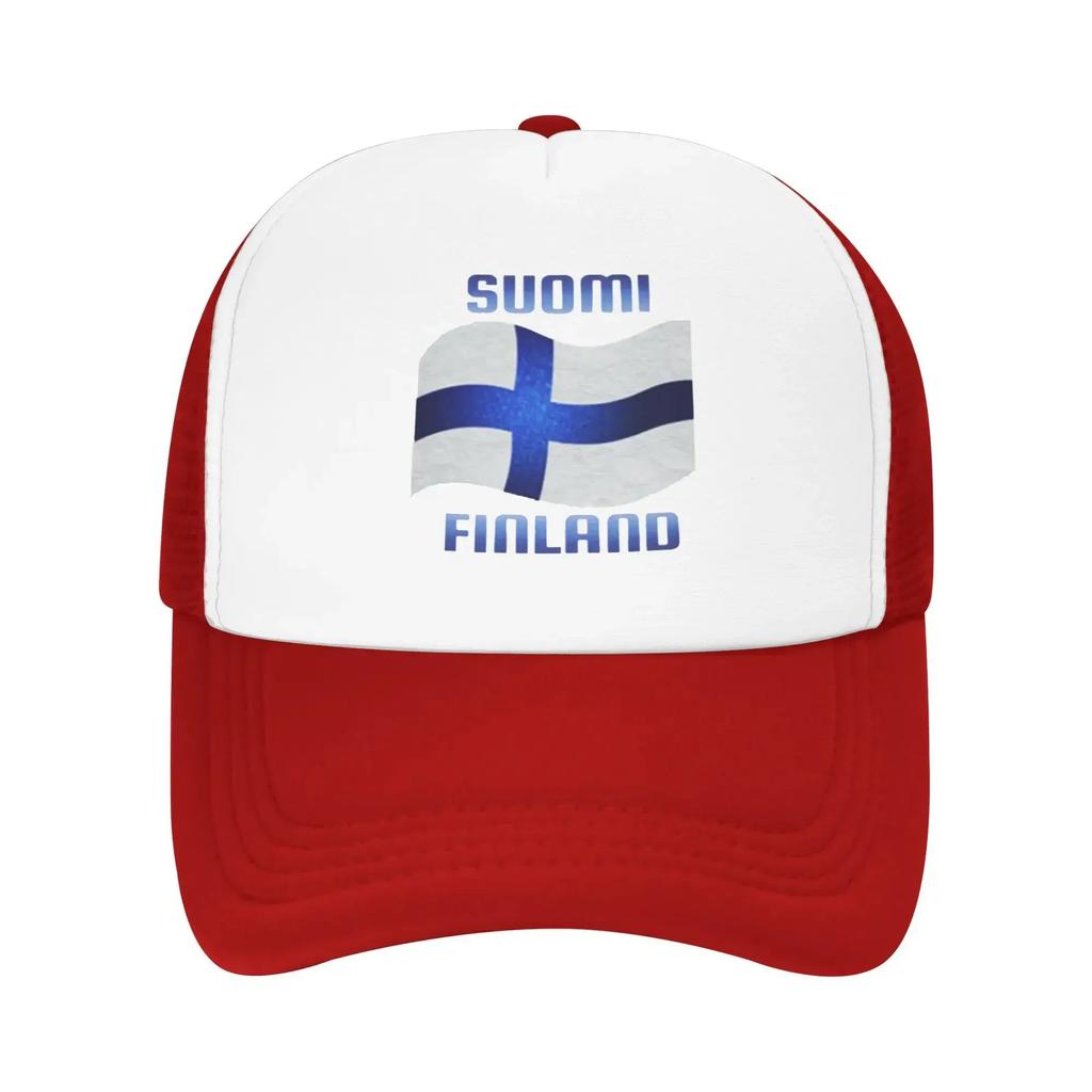 Suomi Flag of Finland Blue Cross Summer Mesh Baseball Caps Women Men  Unisex Female Beach Sunscreen Hats Hip Hop Trucker Cap