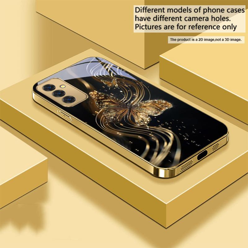 Der Goldene Schmetterling Für Samsung A 31 32 A33 A34 35 14 A15 13 16 25 26 50 52 53 54 55 56 70 71 72 73 Goldene Glas Handyhülle