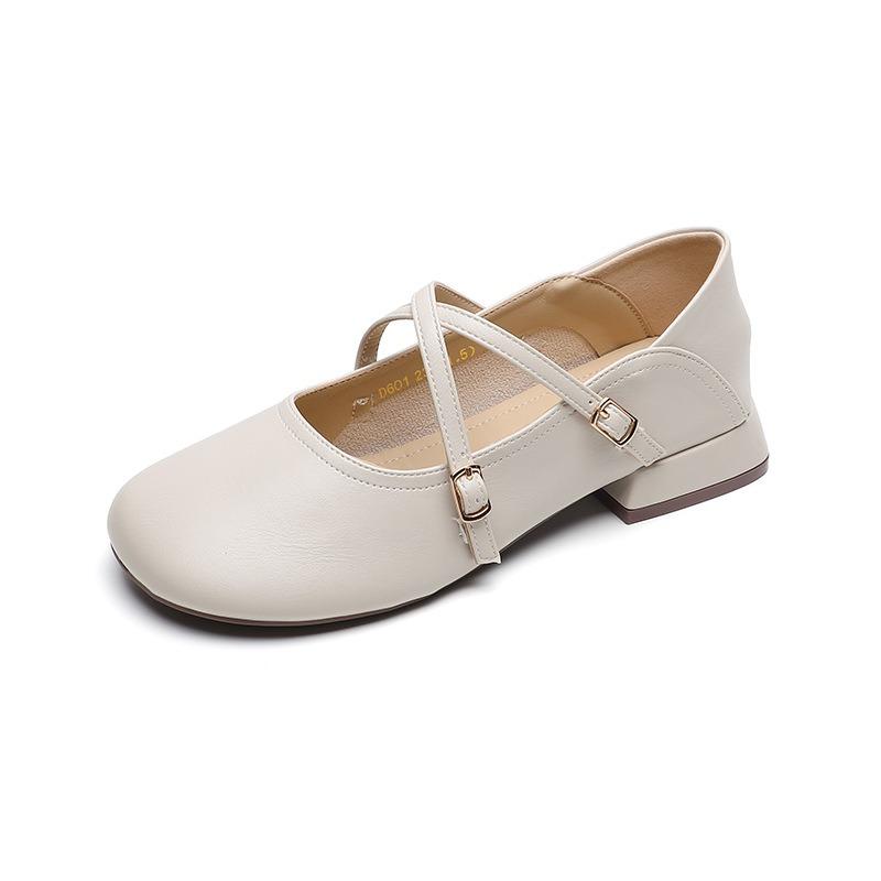 Women's soft soled thick heels round toe shoes