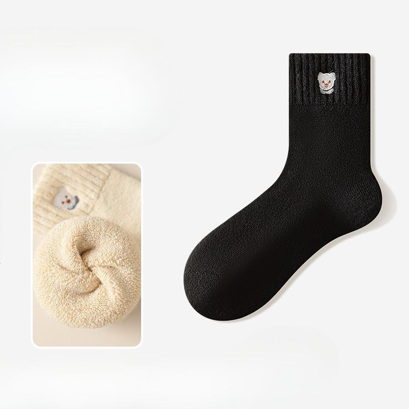 

Thick Socks - Autumn-Winter Style Mid-Calf Socks with Padding and Thick Fleece, Extra-Thick Warm Fleece Socks 1 pair чёрный