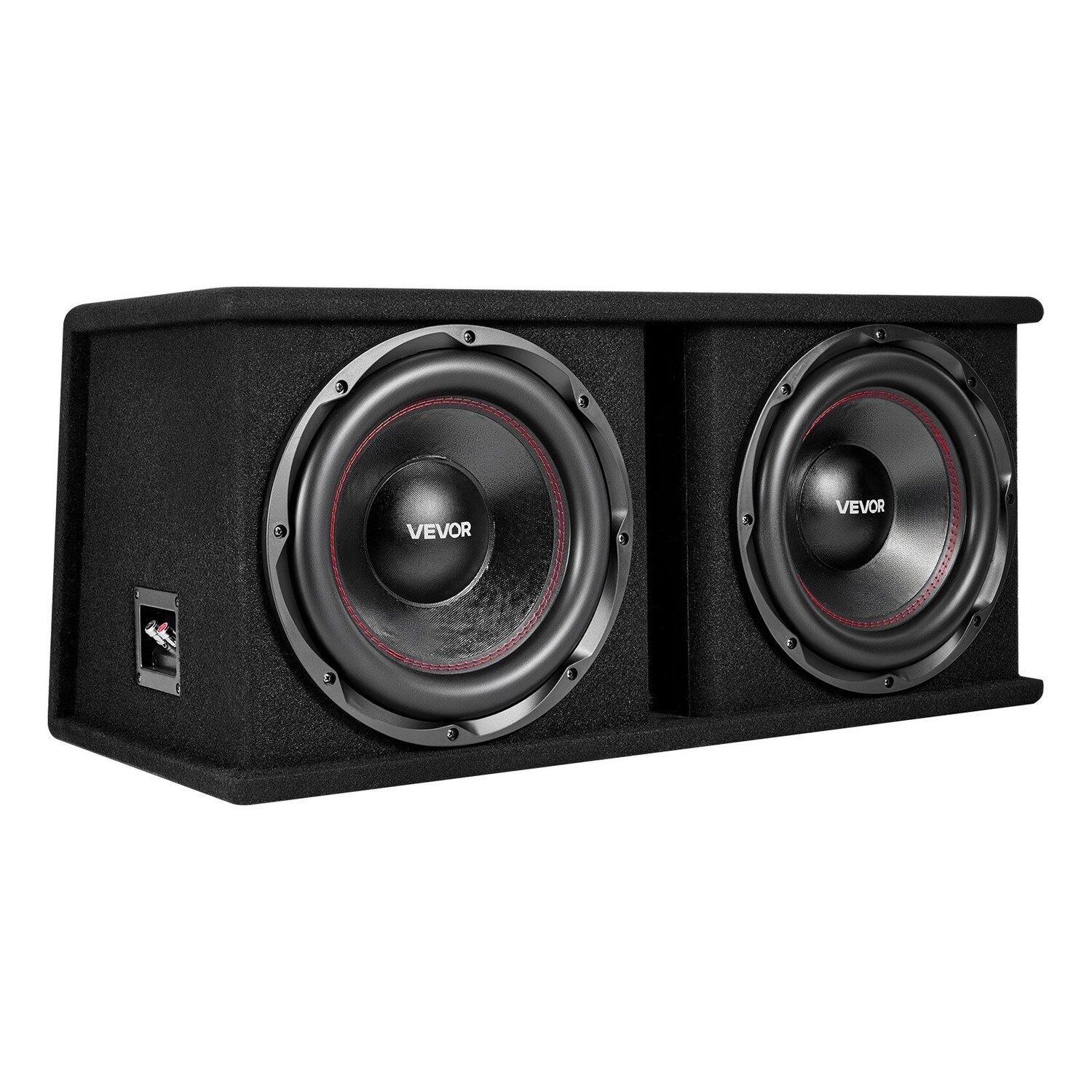 Ensemble Caisson de Basse, 305 mm, 1200 W RMS, Ensemble Double Caisson de Basse et Amplificateur Audio pour Voiture, avec Boîtier Chargé, Amplificateur Séparé et Kit de Câblage, pour