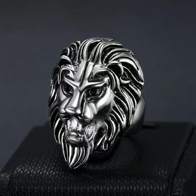 Ring new hip hop jewelry gold plated lion head men's ring