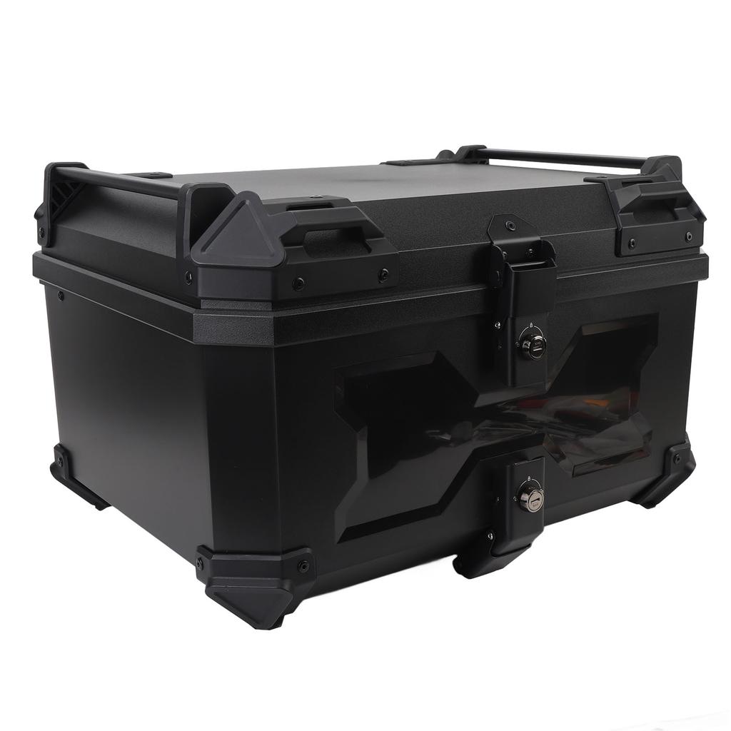 58L Motorcycle Top Box with Safety Lock Quick Release Universal Fit Water Resistant ABS Motorcycle Trunk Luggage Top Case For Helmet Black