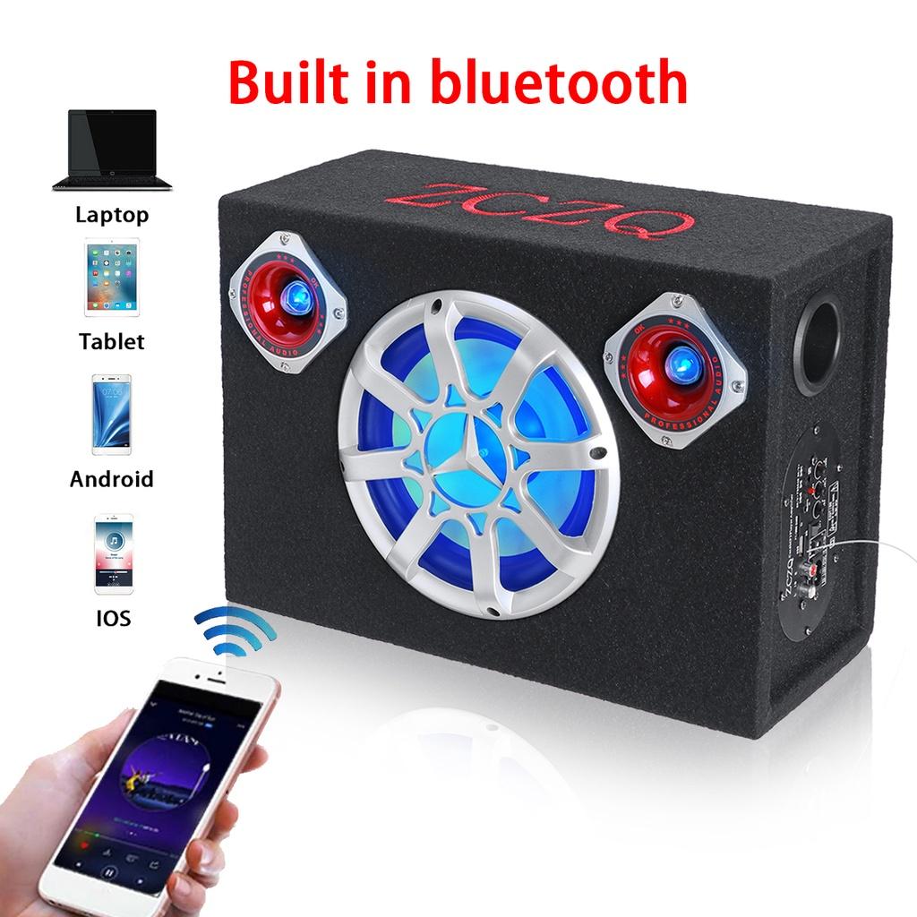 3 LED Lights Power Amplifier Car Stereo High Fidelity Car Audio Music Player Bluetooth Car Active Audio Subwoofer Speaker 8-inches