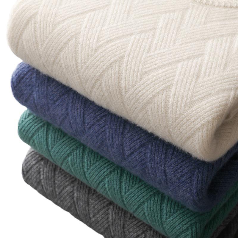 Men's 2023 Autumn/Winter Loose Wool Knit Cashmere Sweater - Thick, Warm, Casual Base Layer Sweater