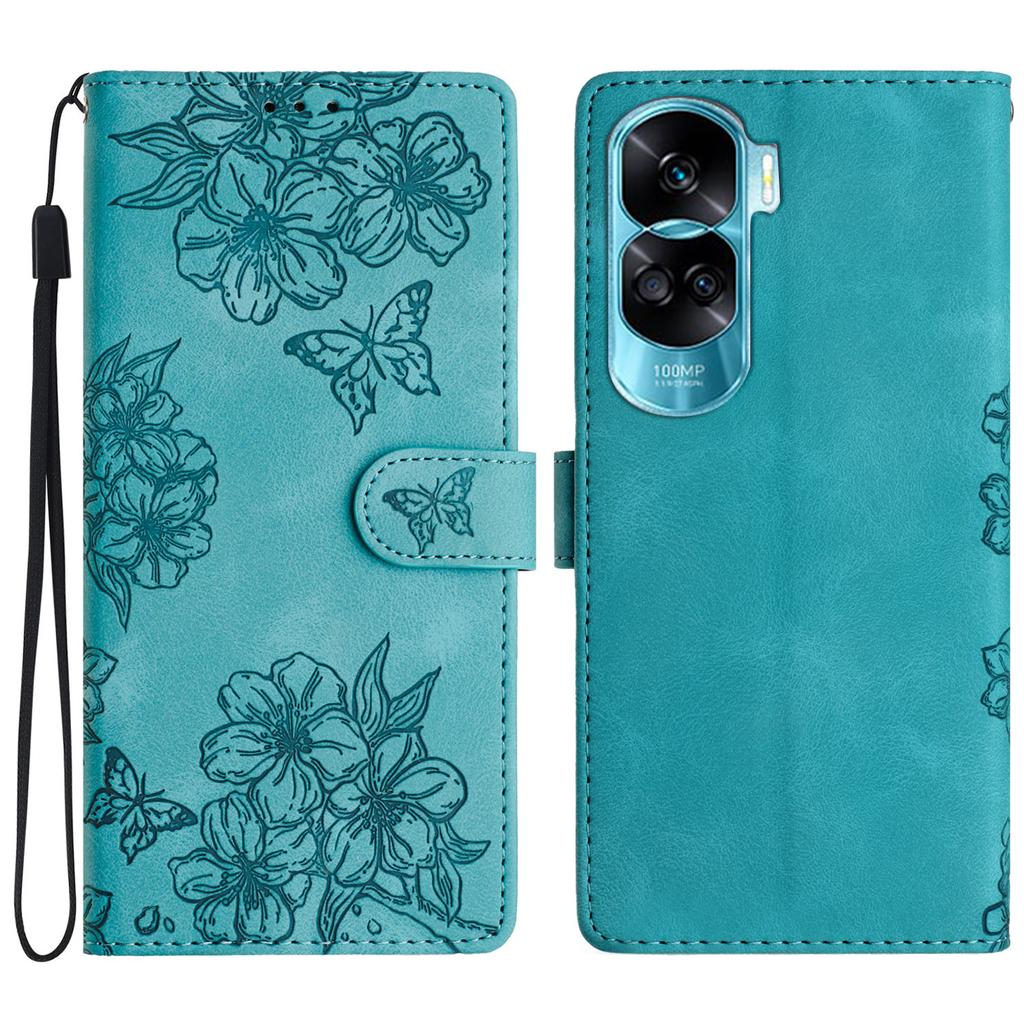 For Honor 90 Lite 5G/X50i 5G Case Butterfly Flower PU Leather Phone Cover Hand Strap Wallet Purse