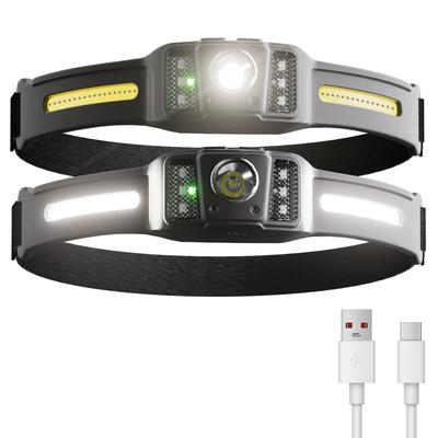 LUTW Wiederaufladbare LED-Stirnlampe mit COB XPG Licht Weitwinkel 5 Beleuchtungsmodi Rot Hoch 11 Stunden Kontinuierliche Breite Wasserdicht und Ideal für Strom und