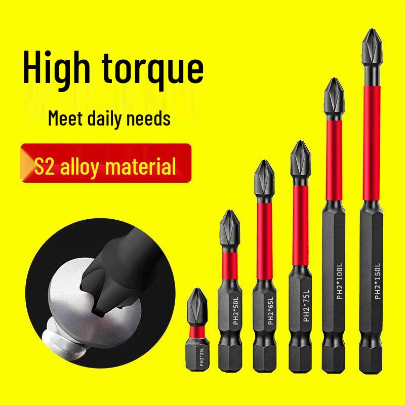 Tungsten Steel Non-Slip Magnetic Phillips Screwdriver Bits - Impact-Resistant and Super Hard for Electric Drills