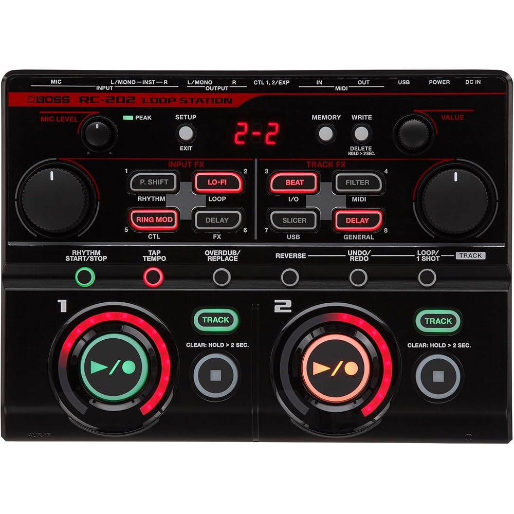 BOSS RC-202 Tabletop Looper 2 Track Club/Electronica/Beatbox Black Black Loop Station