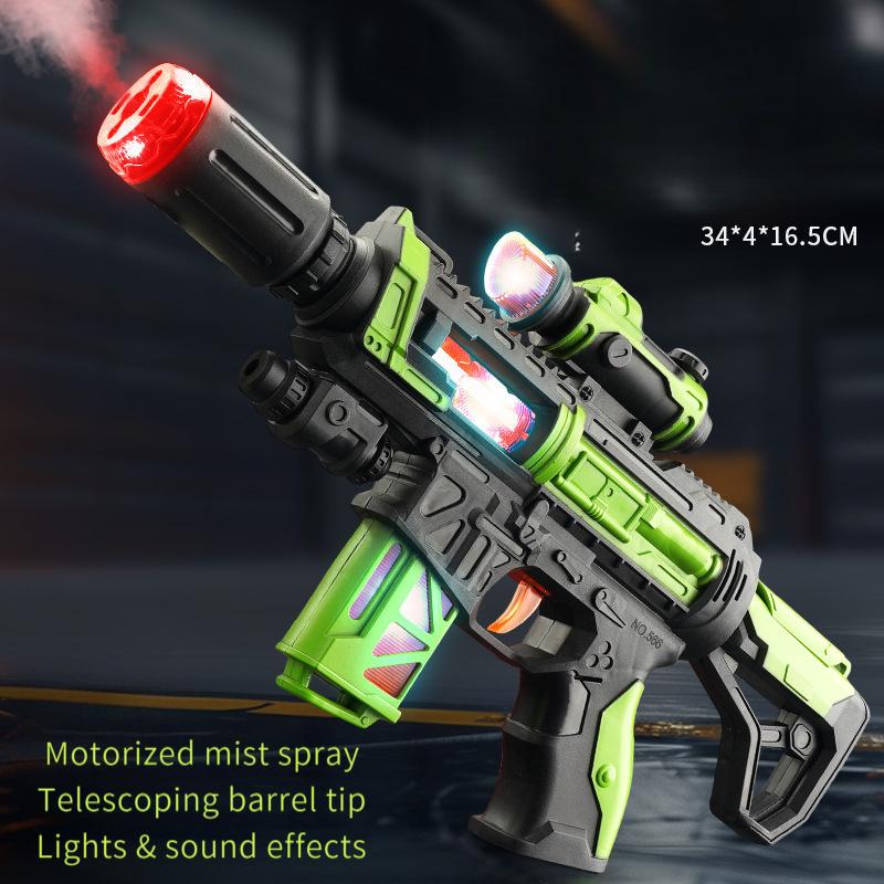 Realistic Electric Toy Gun Mist Spray Vibration Blaster with LED Light Sound Music Effects Role Play Toy Birthday Gift for Teens