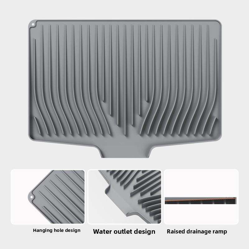 Kitchen counter silicone drying mat silicone dish draining mat tableware heat insulation slope diversion drain board 35x48cm серый 7890₽