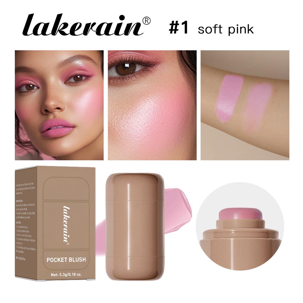 Lakerain 3-в-1 Тинт для щек и губ Увлажняющий стик-румяна Водостойкий Легко наносимый Румяна Шелковисто-гладкий Кремовые румяна Матовый Контурный макияж