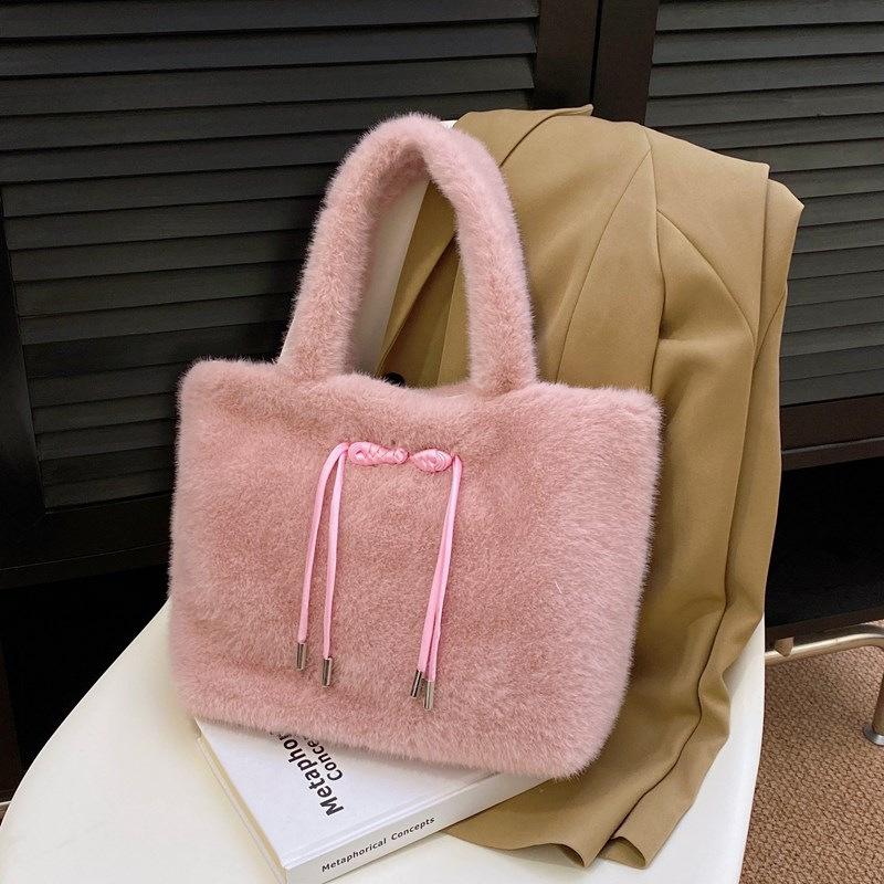 

Плюшевая сумка подмышку женская модная трендовая сумка-тоут большой вместимости через плечо кроссбоди женская сумка ручная сумка розовый