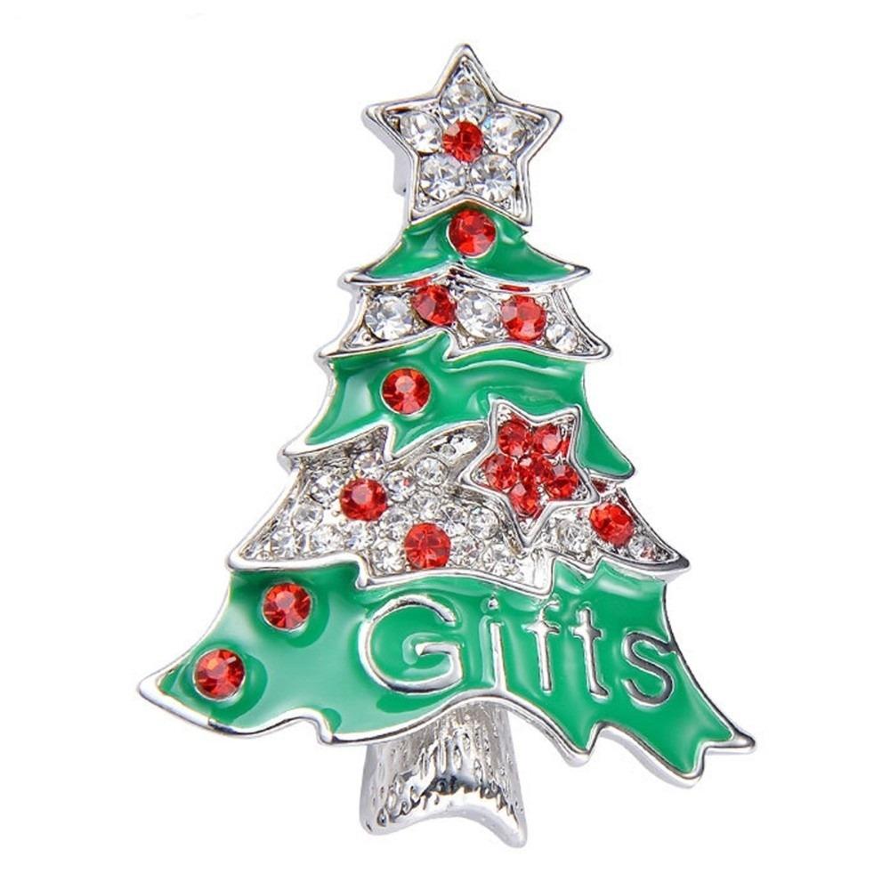 Zinc Zinc Alloy Christmas Tree Brooch Shiny Xmas Holiday Jewelry Festive Lapel Pin Xmas Gifts