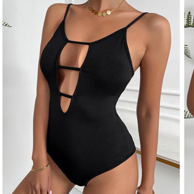 European and American Instagram Sexy Spicy Girl Hollowed Out Backless Thin Shoulder Strap Ribbed Knit Jumpsuit