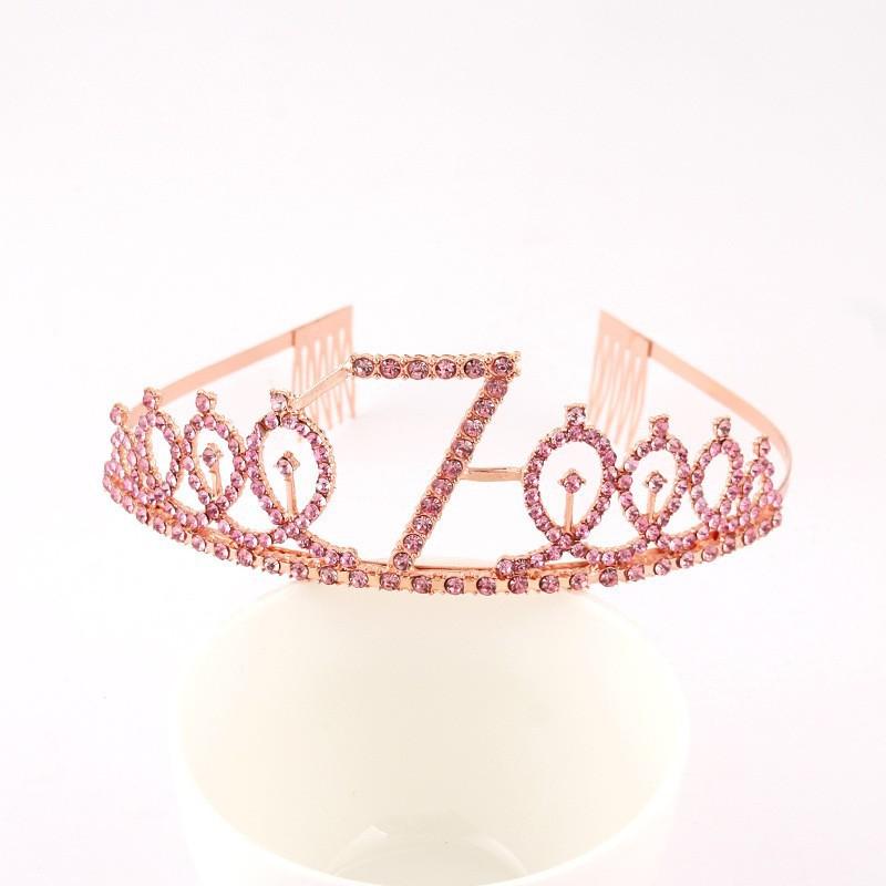First Birthday Number Crown Water Diamond Headband  Ball Hair Accessory Anti Slip Cake  Decoration Alloy Hair Band