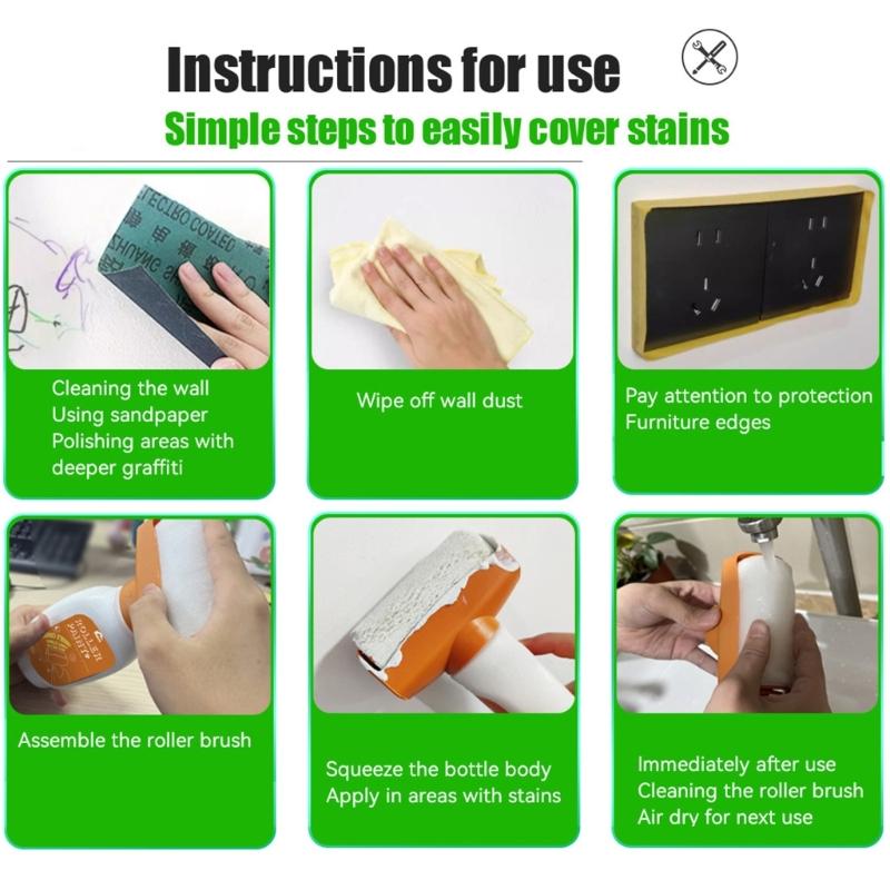 Upgraded Rotating Brush Wall Fix Tool Strong Coverage Wall Patchs Brush Innovative Wall Touch Up Tool Easy Application