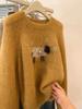 2026 Trendy Cartoon Jacquard Round Neck Women's Sweater: Soft, Loose, Versatile, Age-Reducing Wool for Autumn-Winter.