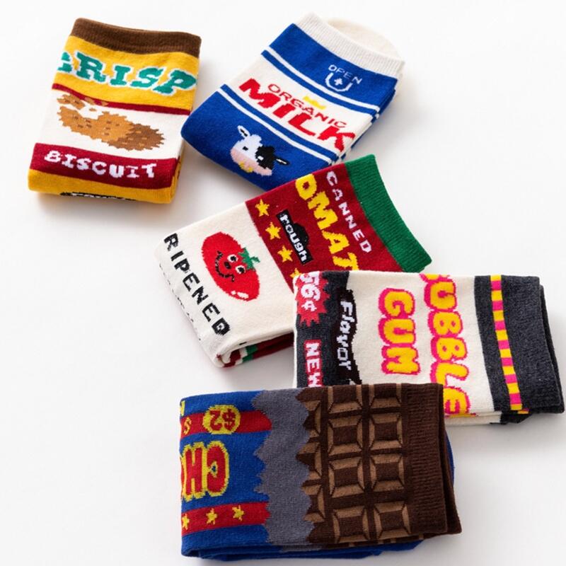 

Five Flavors Retro Color Socks Vintage Pattern Socks cookie