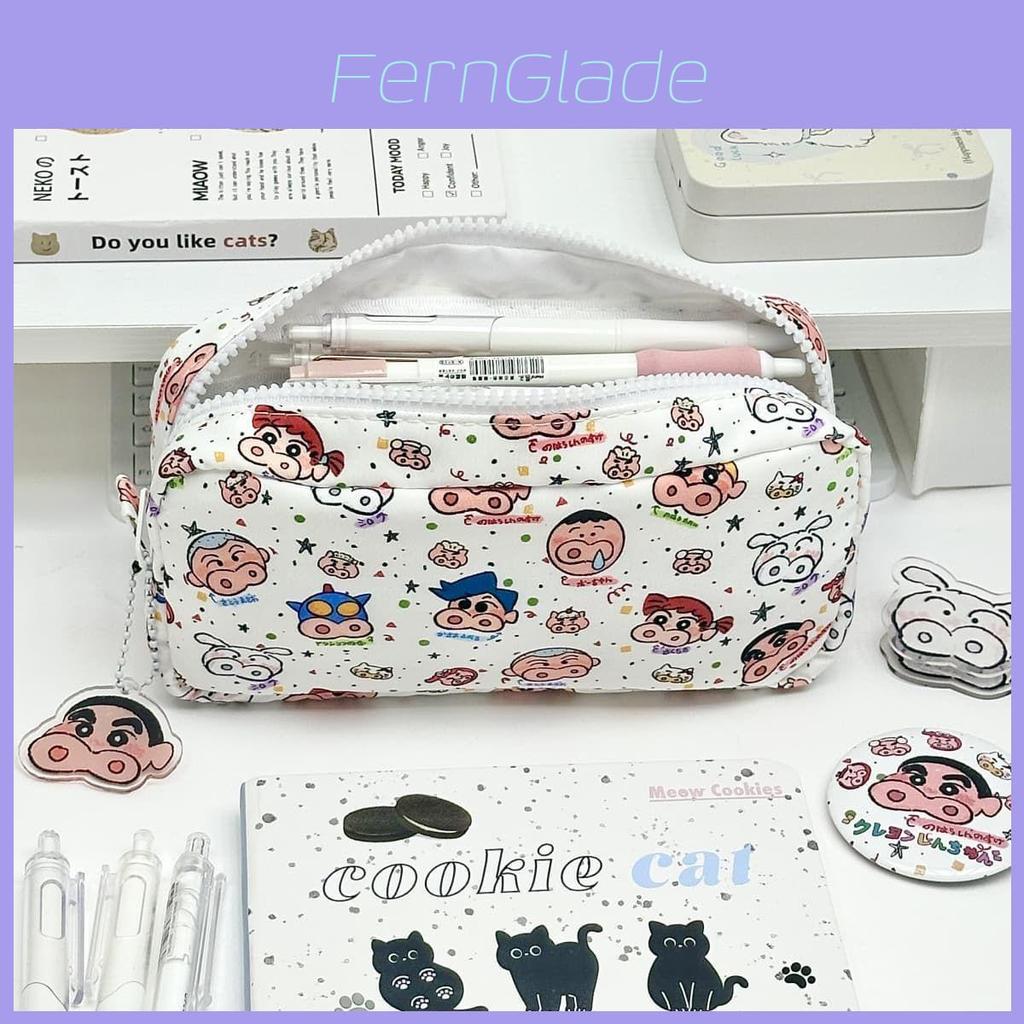 Cartoon Crayon Shinchan Large Capacity Foldable Pen Bag With Storage For Students