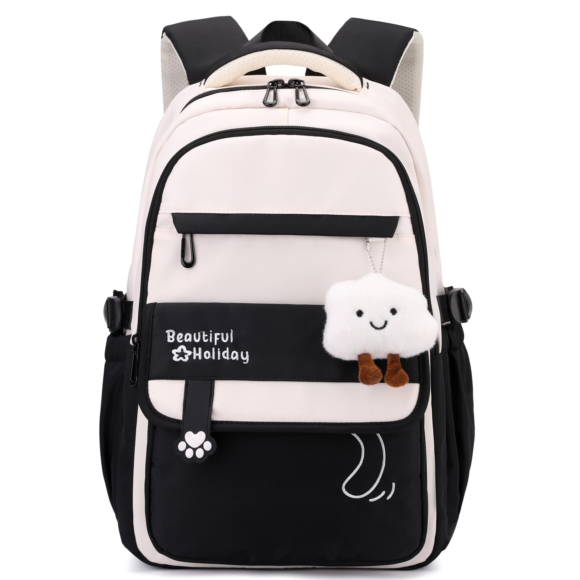 

CC-MAX Women s Casual School Bag for Girls, Large Capacity, Water-Repellent, Multiple Pockets, CC2503 (Black)